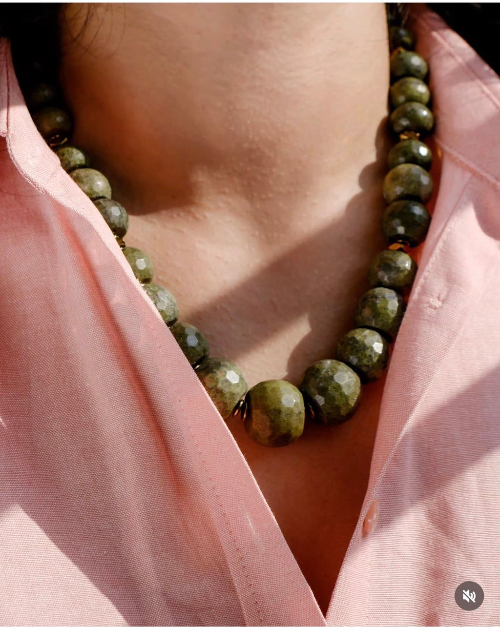 Collier en Jaspe Vert Orageux