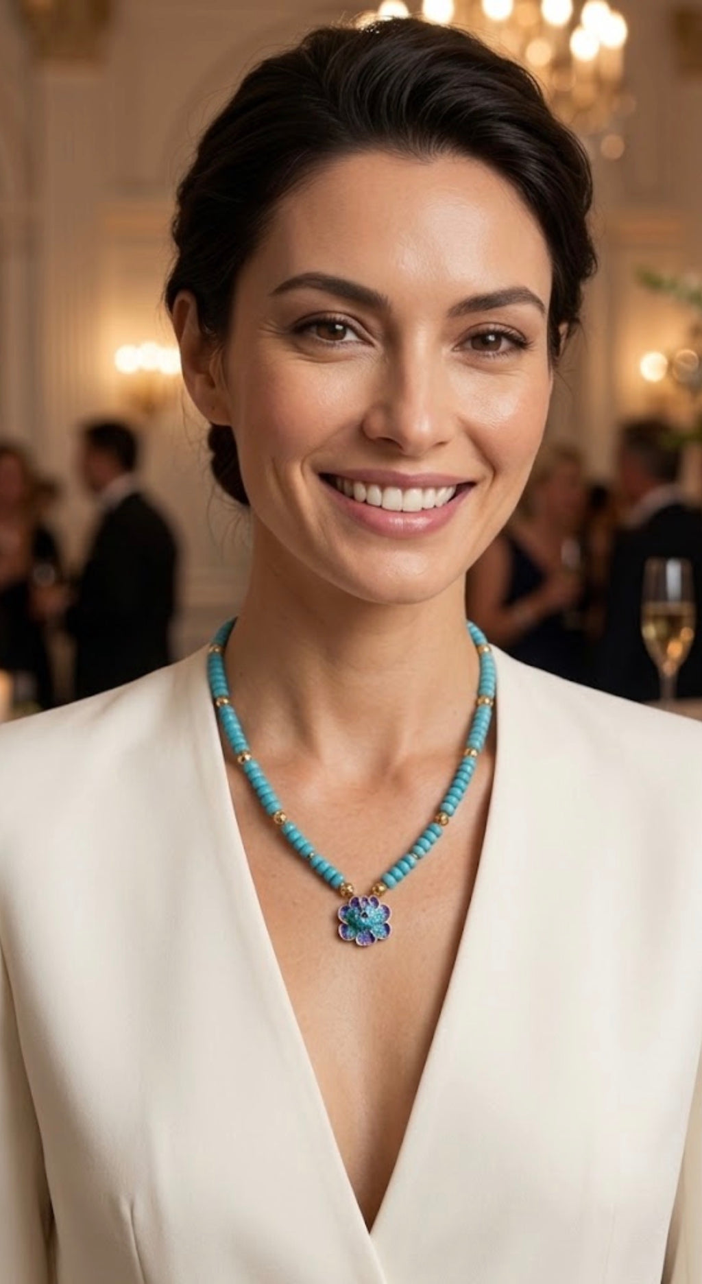 Collier en Turquoise avec Pendentif Lotus