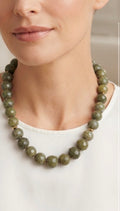 Collier en Jaspe Vert Orageux