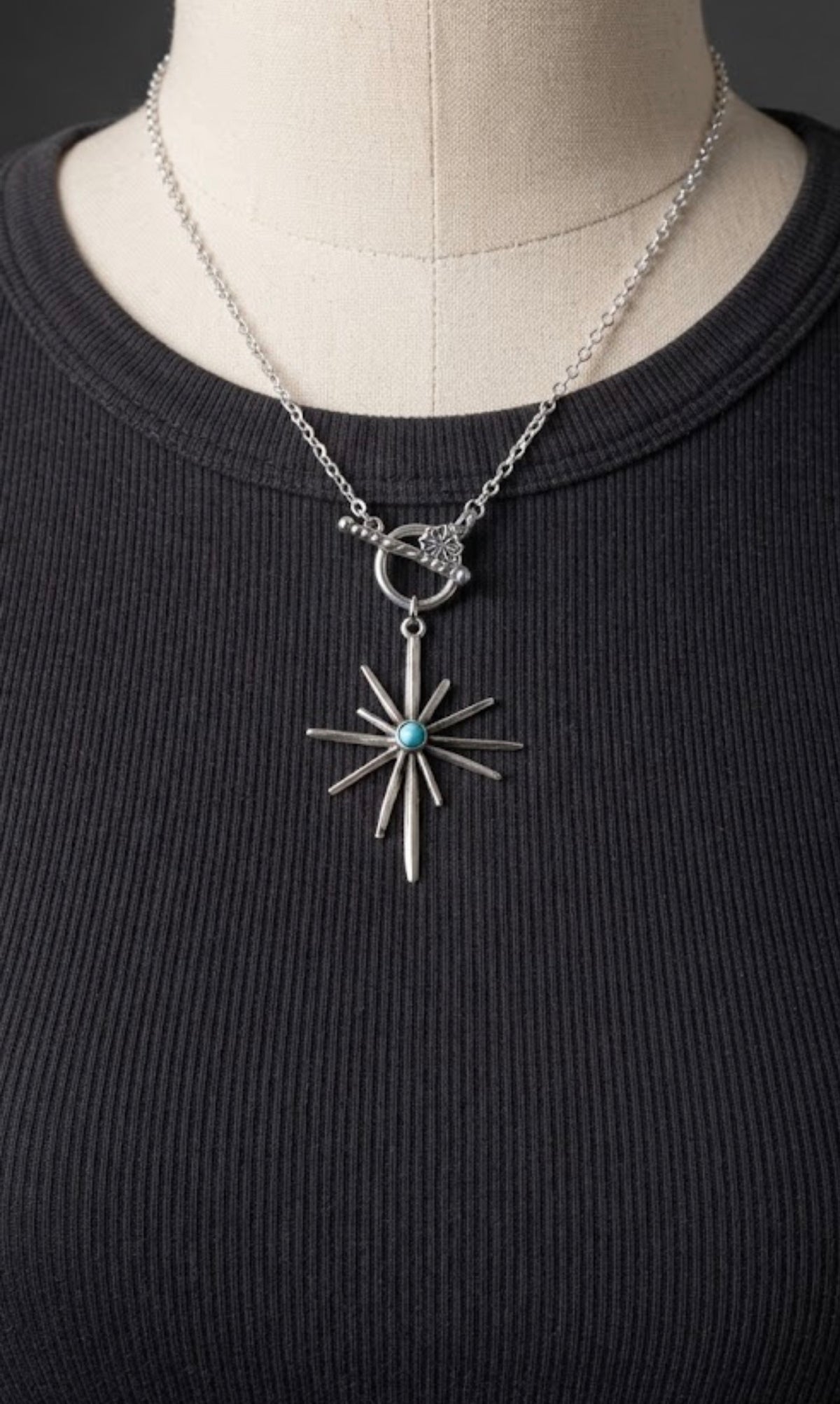 Collier Étoile du Nord en Argent et Turquoise Bohème Chic